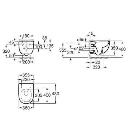 Roca Meridian Унітаз підвісний Rimless, білий (A34H242000)