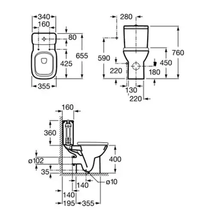 Унітаз компакт Roca Debba з кришкою (A34P998000)