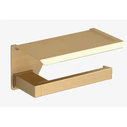 Тримач туалетного паперу з поличкою Sonia S-Cube Brushed Gold 149х79х105 мм, золото матове (182169) Тримач туалетного паперу з поличкою Sonia S-Cube Brushed Gold 149х79х105 мм, золото матове (182169)