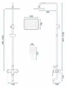 Душевой гарнитур REA SOUL BLACK  с изливом (REA-B9998)