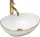 Rea Sofia Gold Edge Раковина накладна, біла з золотом (REA-U3287)