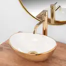 Умывальник (раковина) REA SOFIA MINI GOLD WHITE накладной (REA-U6334)