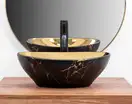 Умивальник (раковина)  REA SOFIA IN MARBLE MAT BLACK GOLD накладний (REA-U8011)