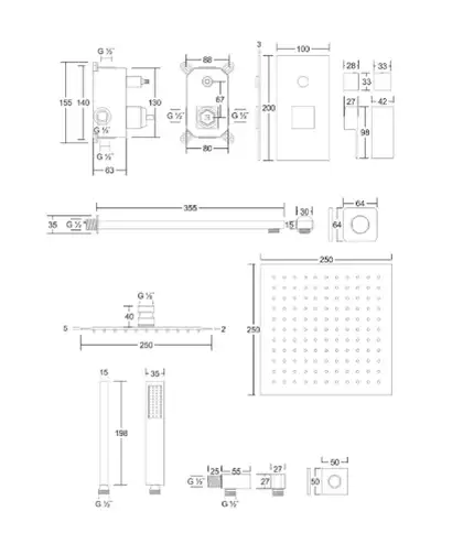 Душевая система CORSAN ADOUR CHROME + BOX скрытого монтажа (Z01MCH) Душевая система CORSAN ADOUR CHROME + BOX скрытого монтажа (Z01MCH)