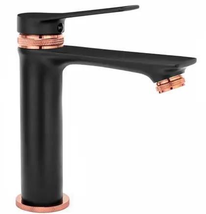 Смеситель для раковины (умывальника) REA VIRAL BLACK ROSE GOLD низкий (REA-B2025)