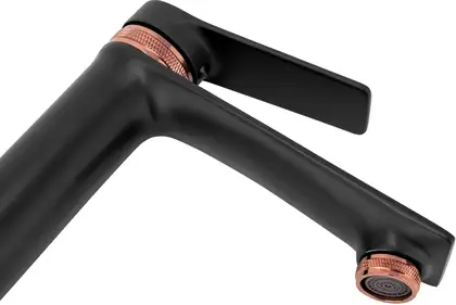 Смеситель для раковины (умывальника) REA VIRAL BLACK ROSE GOLD высокий (REA-B2026)