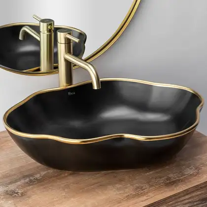 Смеситель для раковины (умывальника) REA LUNGO BRUSHED GOLD высокий (REA-B4526)