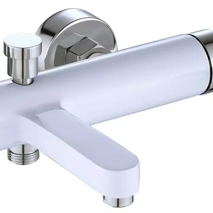 Смеситель для ванны и душа REA POLO WHITE CHROMЕ настенный с изливом (REA-B9943)