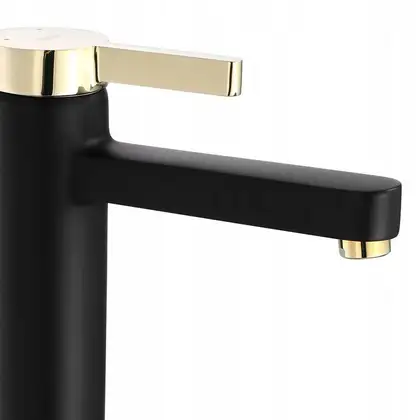 Смеситель для раковины (умывальника) REA POLO BLACK GOLD низкий (REA-B9977)