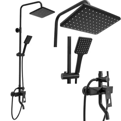 Душевой гарнитур REA SOUL BLACK  с изливом (REA-B9998)
