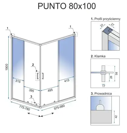 Душевая кабина REA PUNTO 80х100 (REA-K1889)