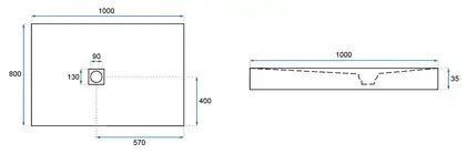 Душевой поддон REA ROCK 80X100 BLACK (REA-K4578)