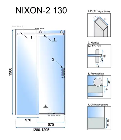 Душові двері REA NIXON-2 130 L (REA-K5004)