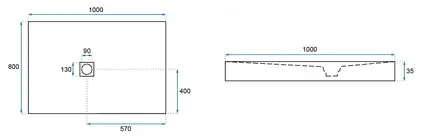 Душевой поддон REA WHITE ROCK 80 X 100 (REA-K5581)