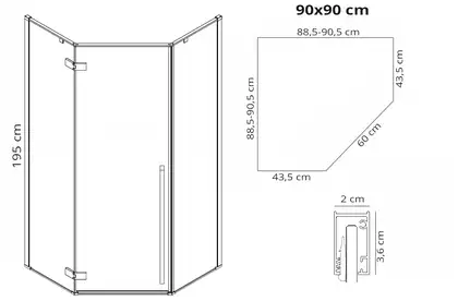 Душевая кабина REA DIAMOND BLACK MAT 90х90 (REA-K5622)