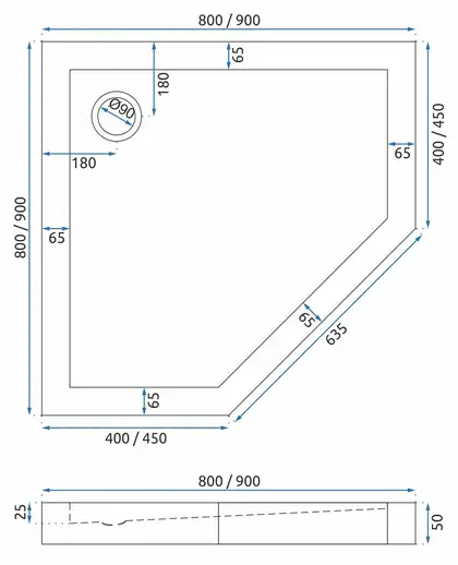 Душевой поддон REA DIAMOND 90X90 BLACK (REA-K8543)