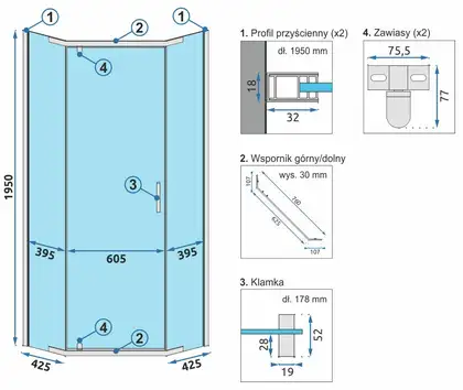 Rea Axin Chrom Душова кабіна 90x90, прозоре скло (REA-K8779)