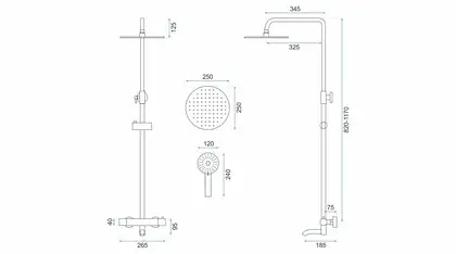 Rea Lungo Black Душовий гарнітур, чорний (REA-P4113)