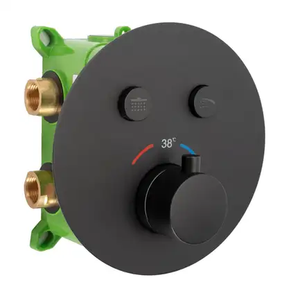 Душевая система REA MILER BLACK c термостатом + BOX скрытого монтажа (REA-P6713)