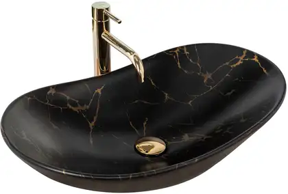 Умывальник (раковина) REA ROYAL 60 MARBLE BLACK MATT накладной черный (REA-U7478)