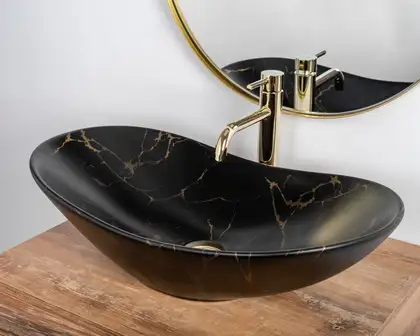 Умывальник (раковина) REA ROYAL 60 MARBLE BLACK MATT накладной черный (REA-U7478)