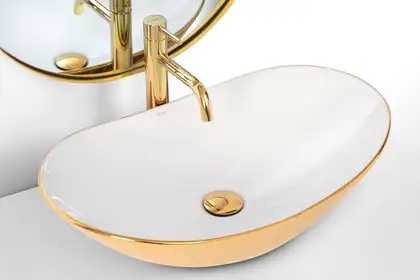 Умывальник (раковина) REA ROYAL GOLD WHITE накладной (REA-U7808)