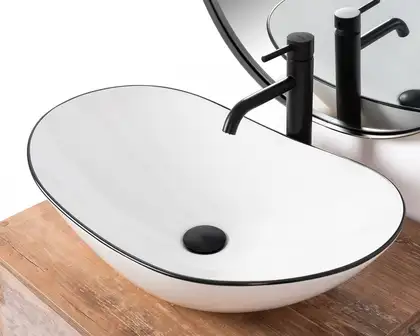 Умывальник (раковина) REA ROYAL WHITE BLACK EDGE накладной (REA-U8569)