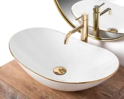 Умывальник (раковина) REA ROYAL GOLD EDGE накладной белый (REA-U8570)