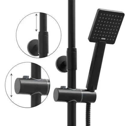 Душевой гарнитур Yoka FLOVA 20 BLACK черный с термостатом (BP.FLOVA THERM 20 BLK)