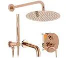 Душевая система с изливом REA LUNGO ROSE GOLD + BOX скрытого монтажа (REA-P6610)