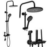 Душевой гарнитур REA MAX BLACK с изливом (REA-P6615)