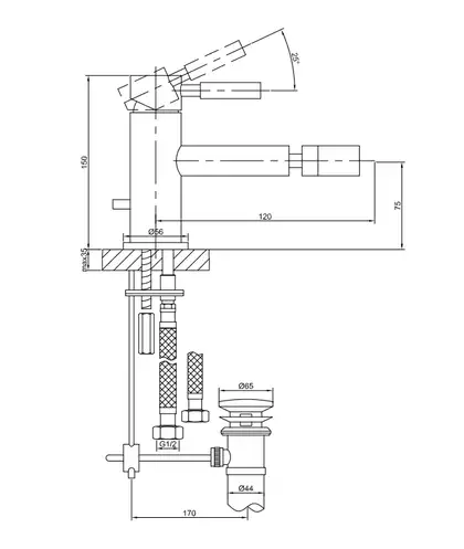Kohlman Roxin Змішувач для біде, хром (QB130R)