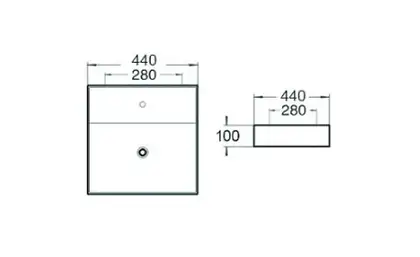 Умывальник (раковина)  MEXEN BLANCA 44 WHITE накладной белый (MEX-21624400)