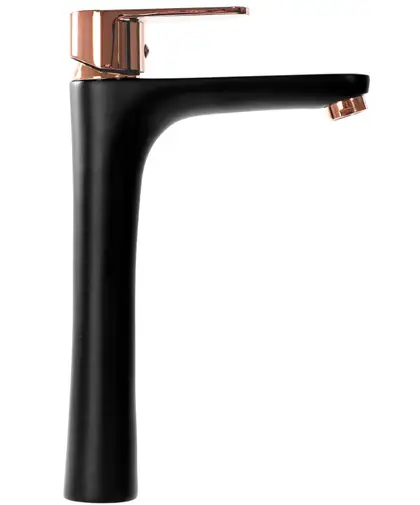 Смеситель для умывальника (раковины) REA MILD BLACK ROSE GOLD высокий (REA-B4808)