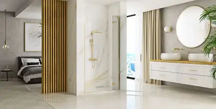 Душевая дверь REA HUGO BRUSHED GOLD 90 (REA-K8411)