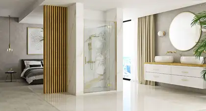 Душевая дверь REA HUGO BRUSHED GOLD 100 (REA-K8413)