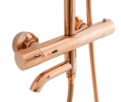 Душевой гарнитур REA LUNGO ROSE GOLD с термостатом и изливом (REA-P6606)