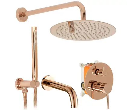 Душевая система с изливом REA LUNGO ROSE GOLD + BOX скрытого монтажа (REA-P6610)