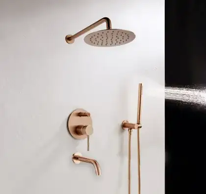 Душевая система с изливом REA LUNGO ROSE GOLD + BOX скрытого монтажа (REA-P6610)