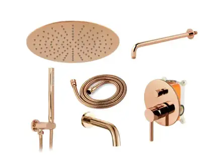 Душевая система с изливом REA LUNGO ROSE GOLD + BOX скрытого монтажа (REA-P6610)