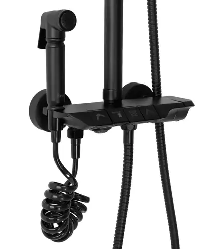 Душевой гарнитур REA MAX BLACK с изливом (REA-P6615)