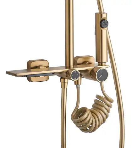 Душевой гарнитур REA HELIX BRUSHED GOLD с изливом (REA-P6621) Душевой гарнитур REA HELIX BRUSHED GOLD с изливом (REA-P6621)