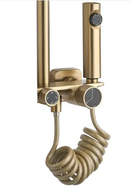 Душевой гарнитур REA HELIX BRUSHED GOLD с изливом (REA-P6621) Душевой гарнитур REA HELIX BRUSHED GOLD с изливом (REA-P6621)