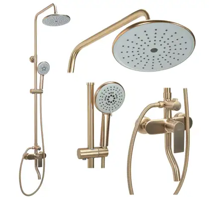 Душевой гарнитур REA VERSO BRUSHED GOLD с изливом (REA-P9146)