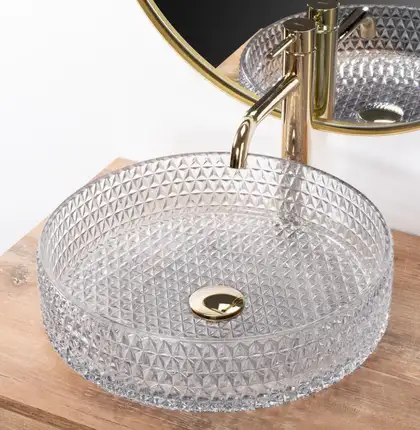 Умивальник (раковина) REA CRISTAL TRANSPARENT 40 накладний (REA-U0284)