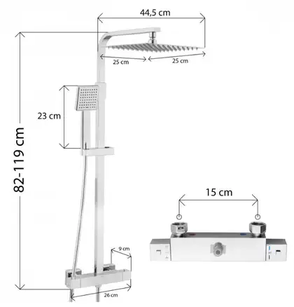 Душевой гарнитур YOKA GOBA 25 CHROME с термостатом (BP.GOBA-THERM-25-CHR)