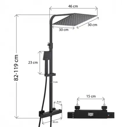 Душевой гарнитур Yoka GOBA 30 BLACK черный с термостатом (BP.GOBA-THERM-30-BLK)