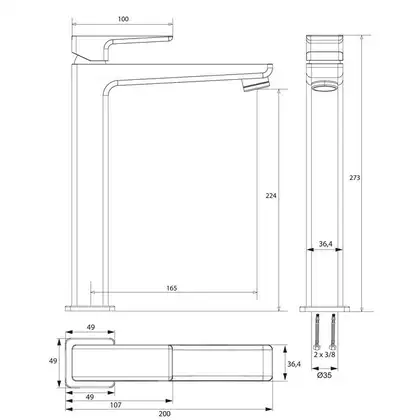 Omnires Parma Змішувач для умивальника, високий, графіт (PM7412GR)