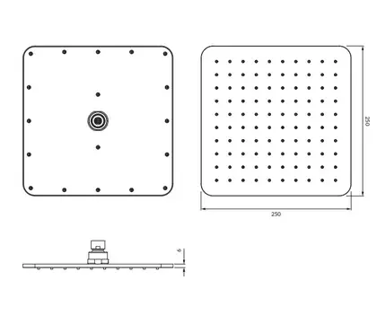 верхний душ Omnires Slimline black 25x25 cm (WG225/OBL)