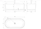 ванна кам'яна Omnires Ovo 160x75 овальна ash gray (OVOWWAG)